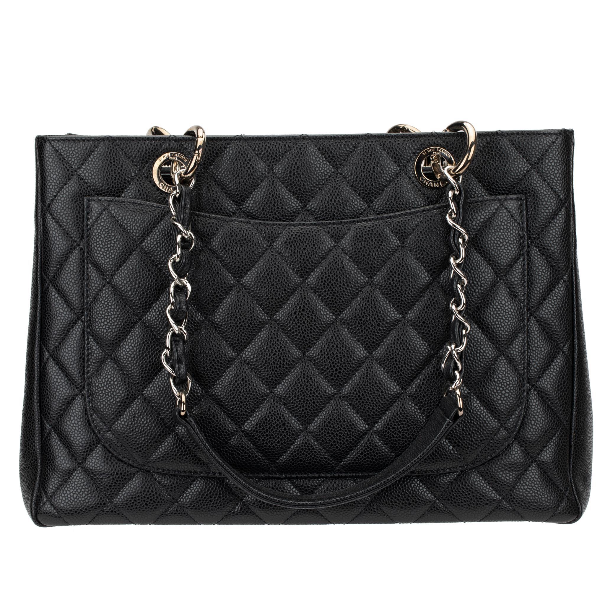 Chanel GST Black Quilted Caviar Leather Silver-Tone Hardware 7
