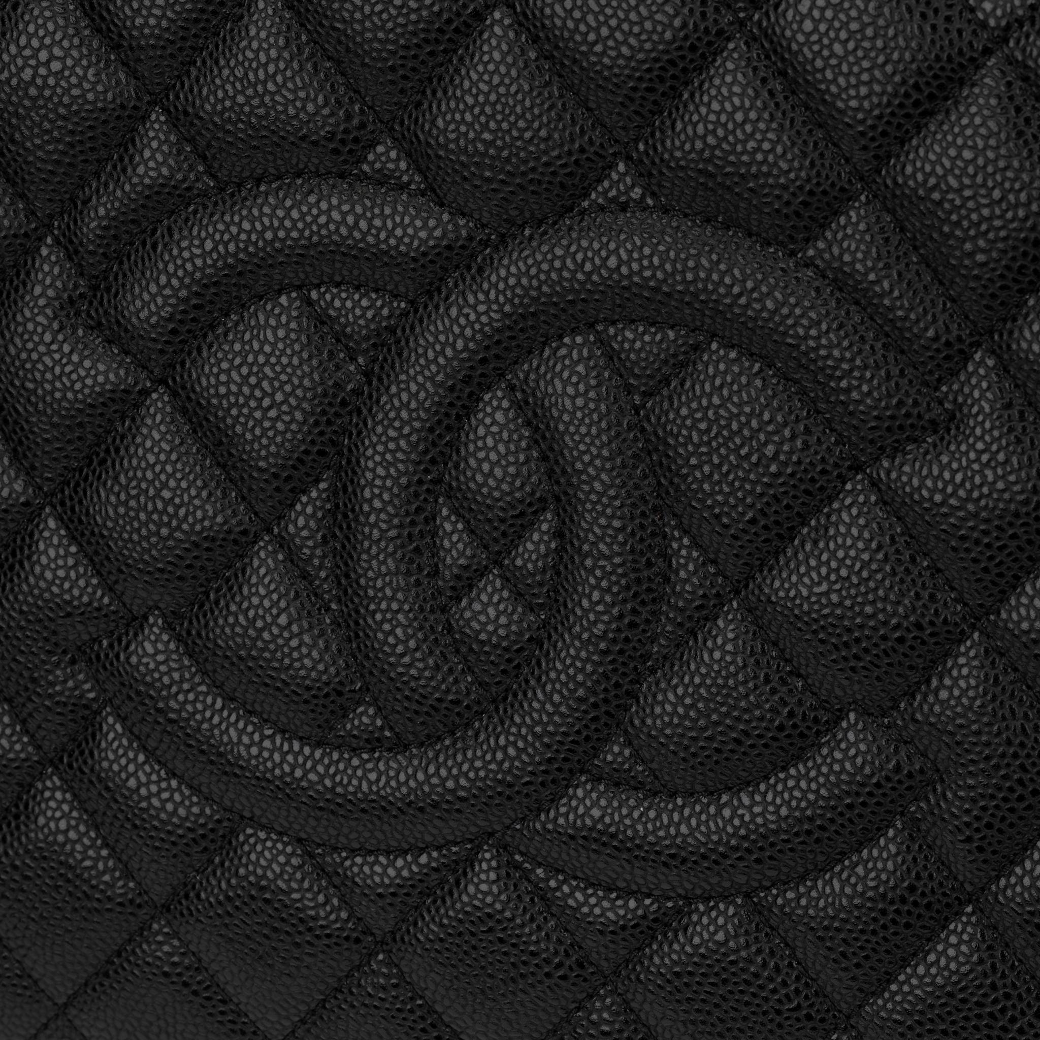Women's Chanel GST Black Quilted Caviar Leather Silver-Tone Hardware