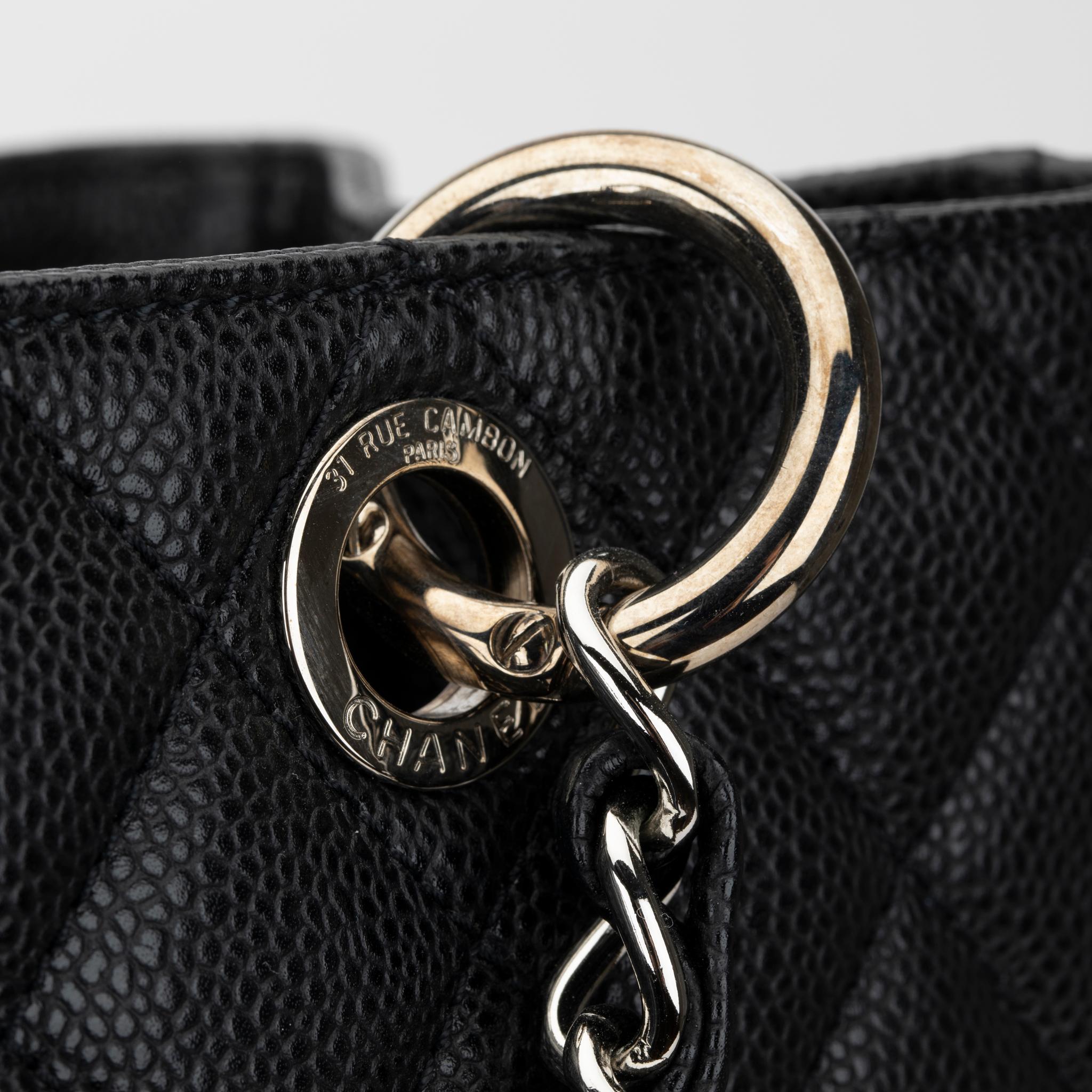 Chanel GST Black Quilted Caviar Leather Silver-Tone Hardware 3