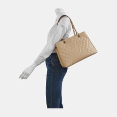 Chanel GST Grand Shopping Tote Beige Caviar Leather GM Gold Hardware