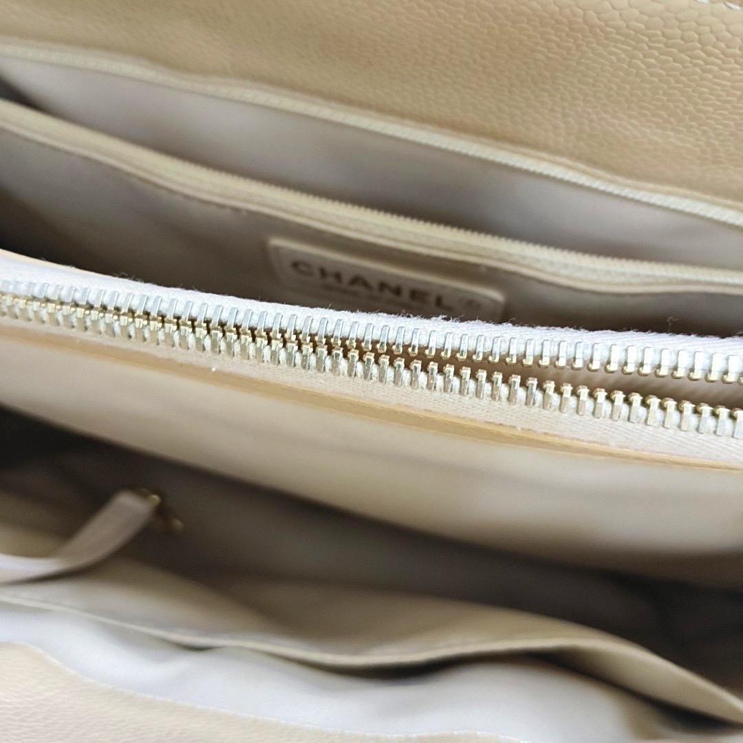 Chanel GST Grand Shopping Tote Beige Caviar Leather PM Gold Hardware For Sale 4