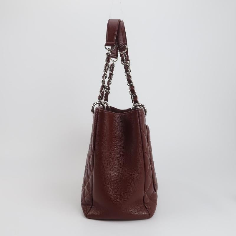 Chanel GST Grand Shopping Tote Piel Caviar Borgoña Herrajes Plateados GM en venta 5