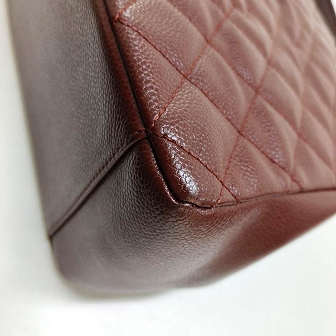 Chanel GST Grand Shopping Tote Borgogna Caviale Pelle GM Hardware Argento in vendita 5