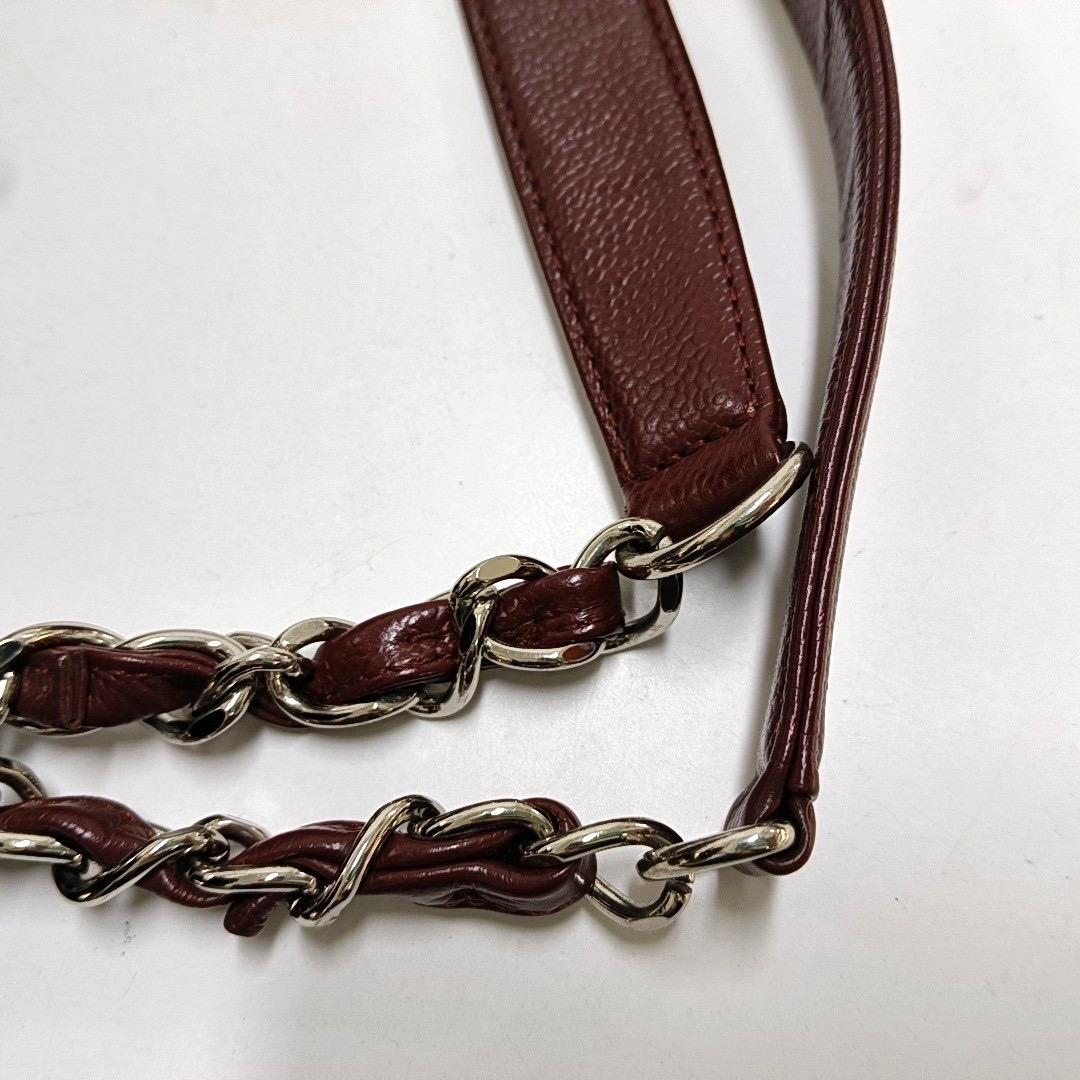 Chanel GST Grand Shopping Tote Borgogna Caviale Pelle GM Hardware Argento in vendita 8