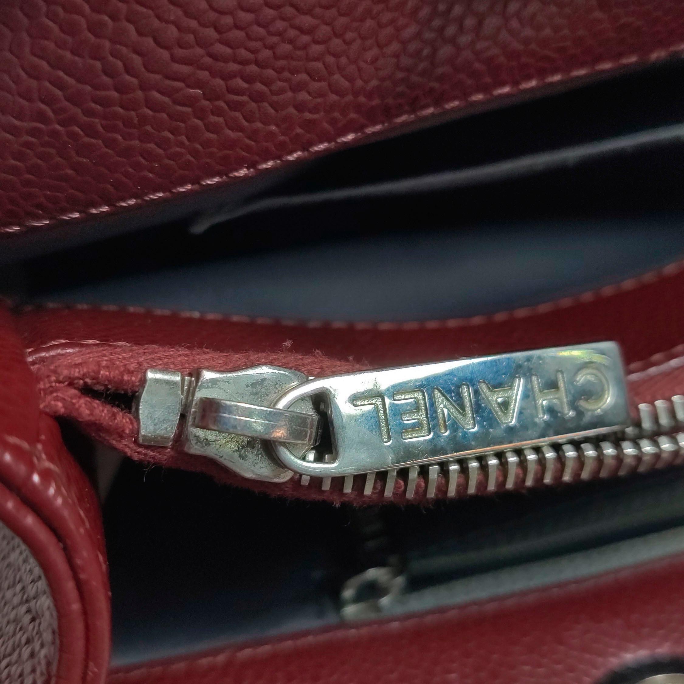 Chanel GST Grand Shopping Tote Piel Caviar Borgoña Herrajes Plateados GM en venta 8