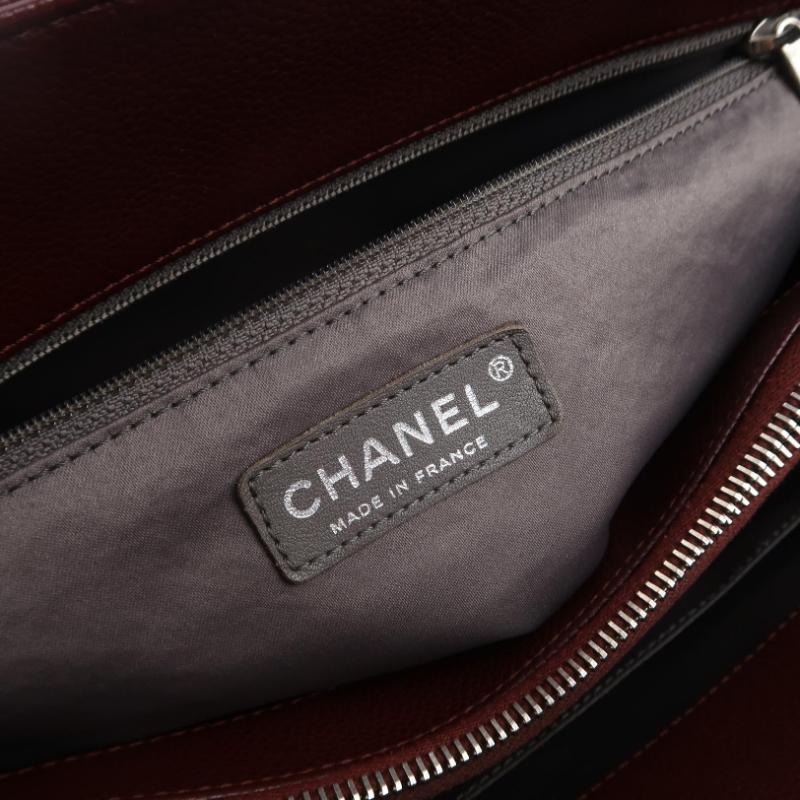 Chanel GST Grand Shopping Tote Piel Caviar Borgoña Herrajes Plateados GM Negro en venta