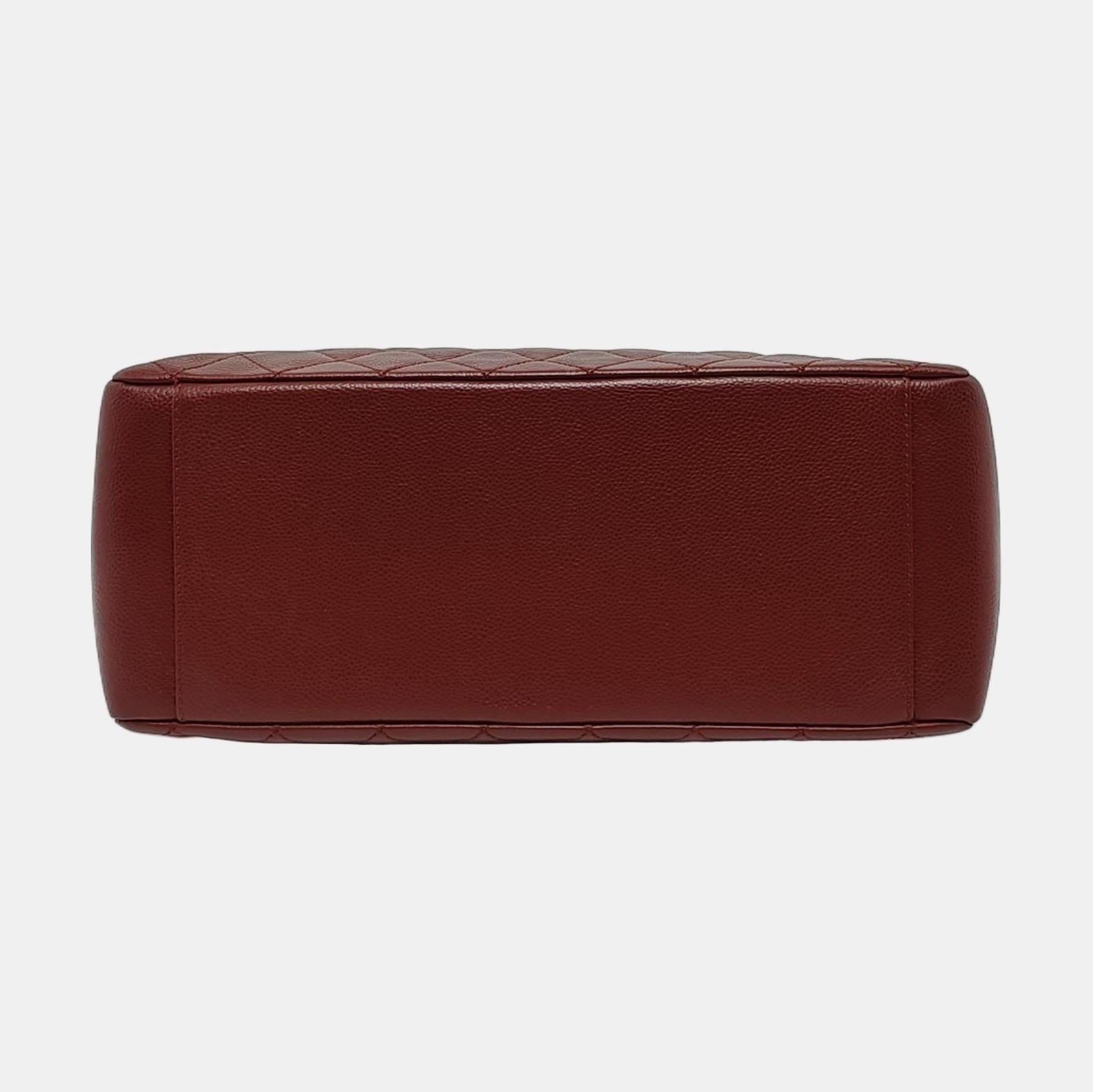 Chanel GST Grand Shopping Tote Borgogna Caviale Pelle GM Hardware Argento in vendita 4