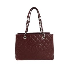 Chanel GST Grand Shopping Tote Burgundy Caviar Leather GM Silver Hardware