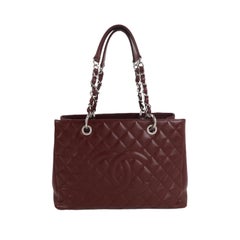 Chanel GST Grand Shopping Tote Burgundy Caviar Leather GM Silver Hardware