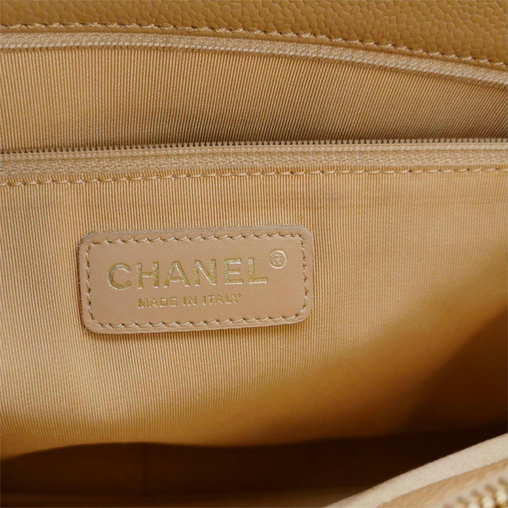 Chanel GST Grand Shopping Tote Camel Tan Caviar Leather PM, 2006-2008 For Sale 5