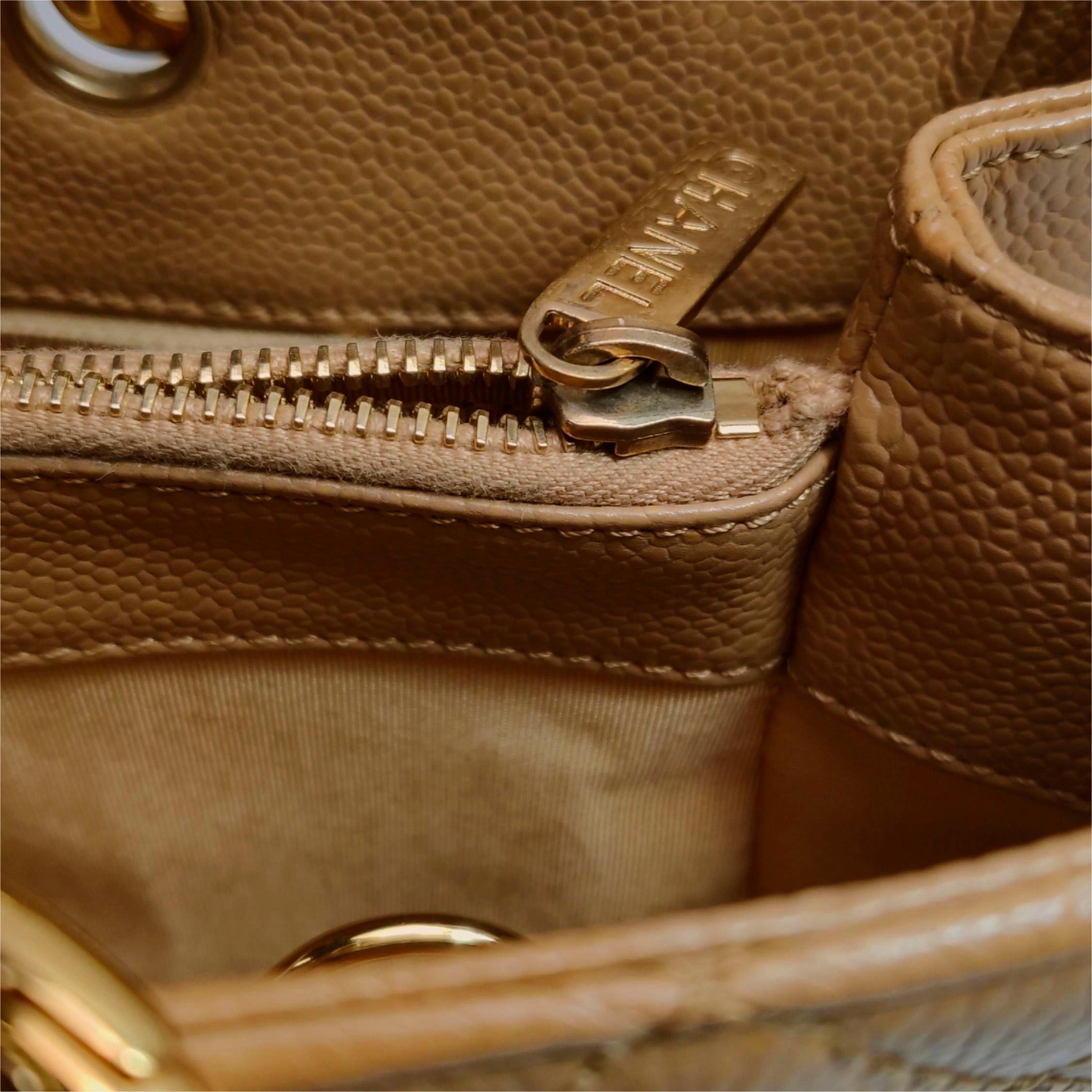 Chanel GST Grand Shopping Tote Camel Tan Caviar Leather PM, 2006-2008 For Sale 6
