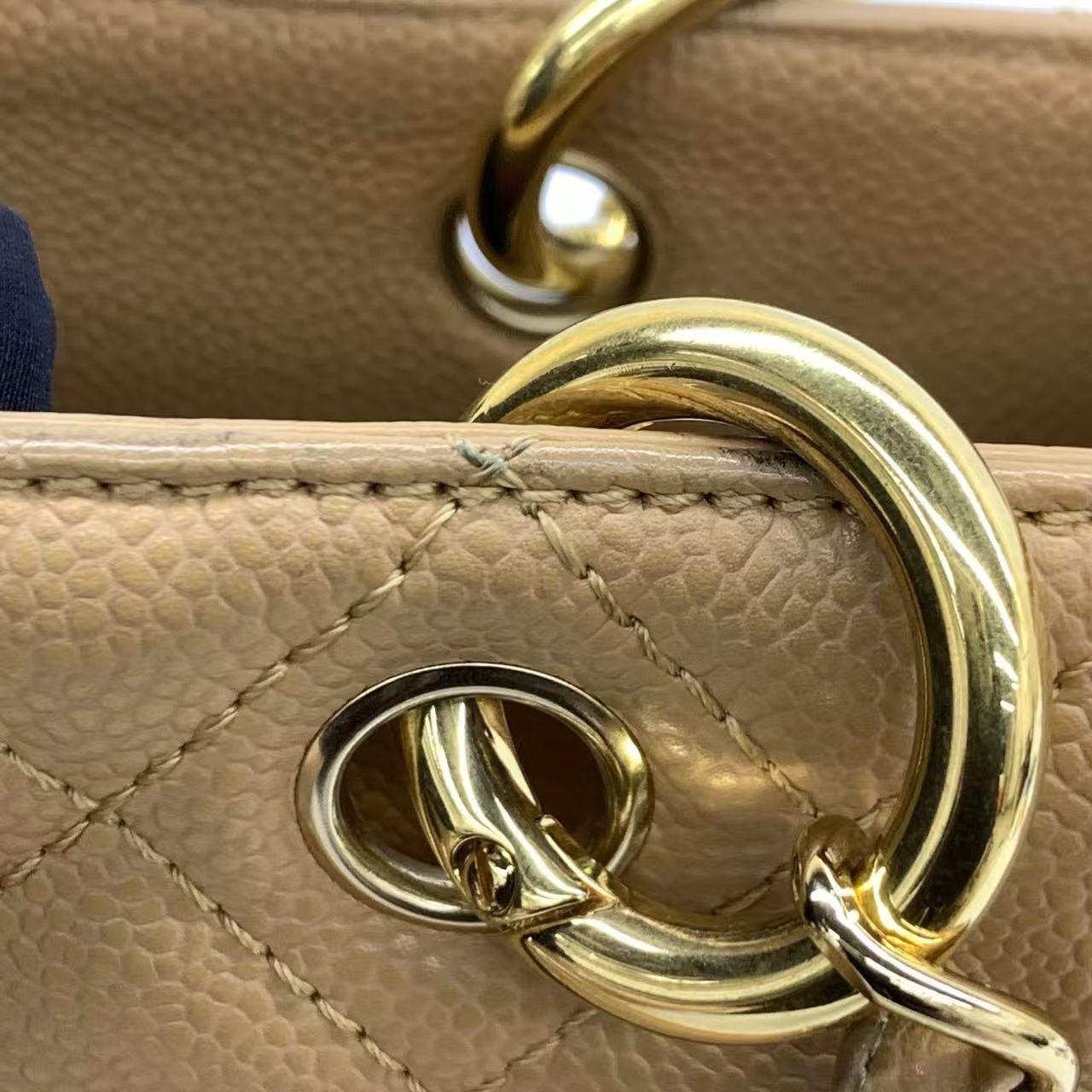 Chanel GST Grand Shopping Tote Camel Tan Caviar Leather PM, 2006-2008 For Sale 10