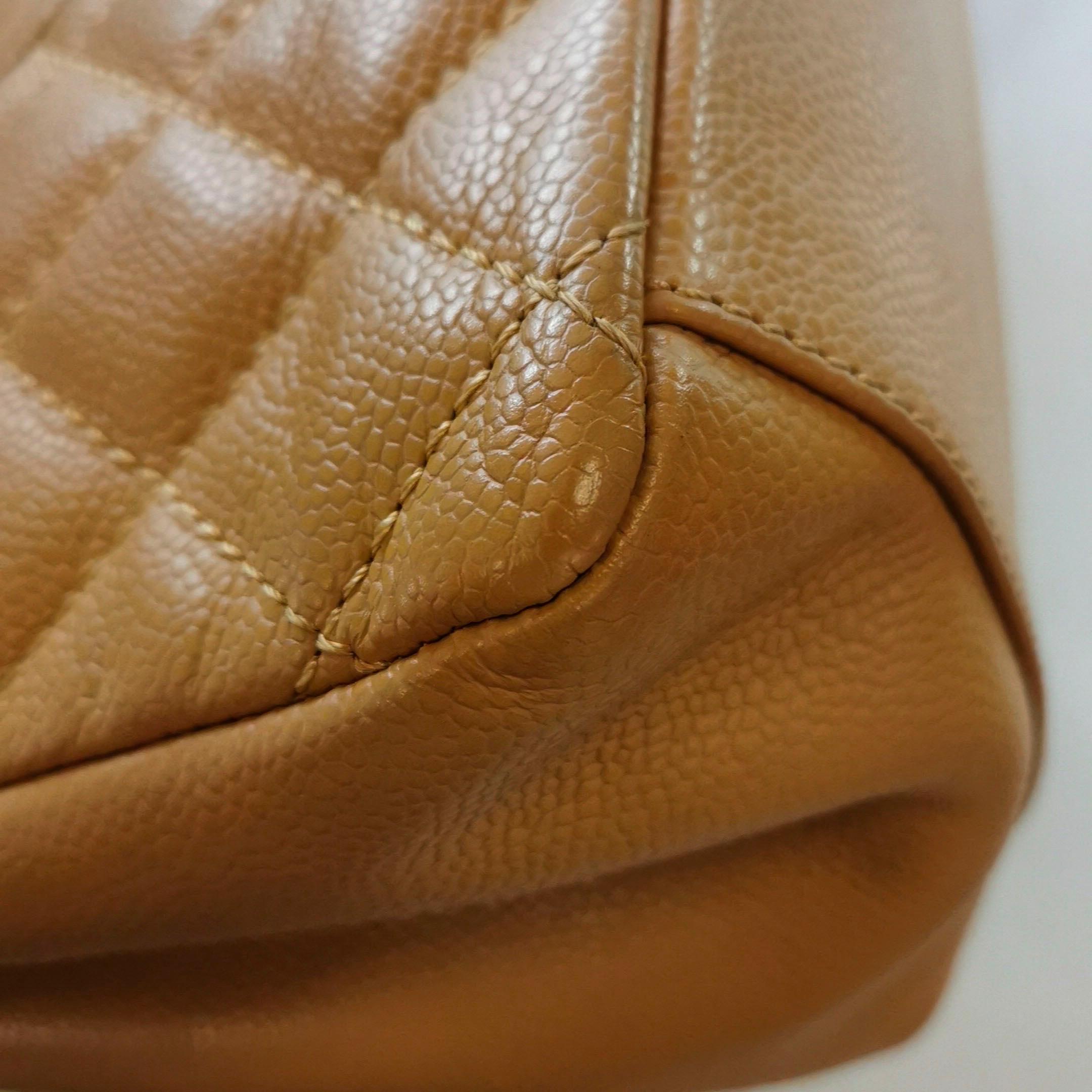 Chanel GST Grand Shopping Tote Camel Tan Caviar Leather PM, 2006-2008 For Sale 10