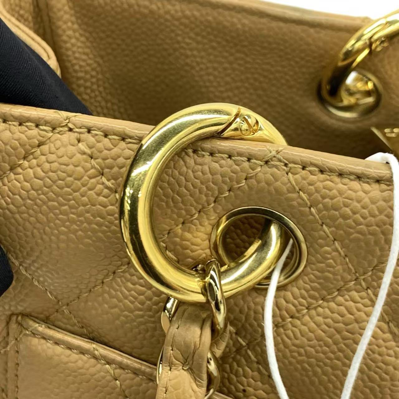 Chanel GST Grand Shopping Tote Camel Tan Caviar Leather PM, 2006-2008 For Sale 11