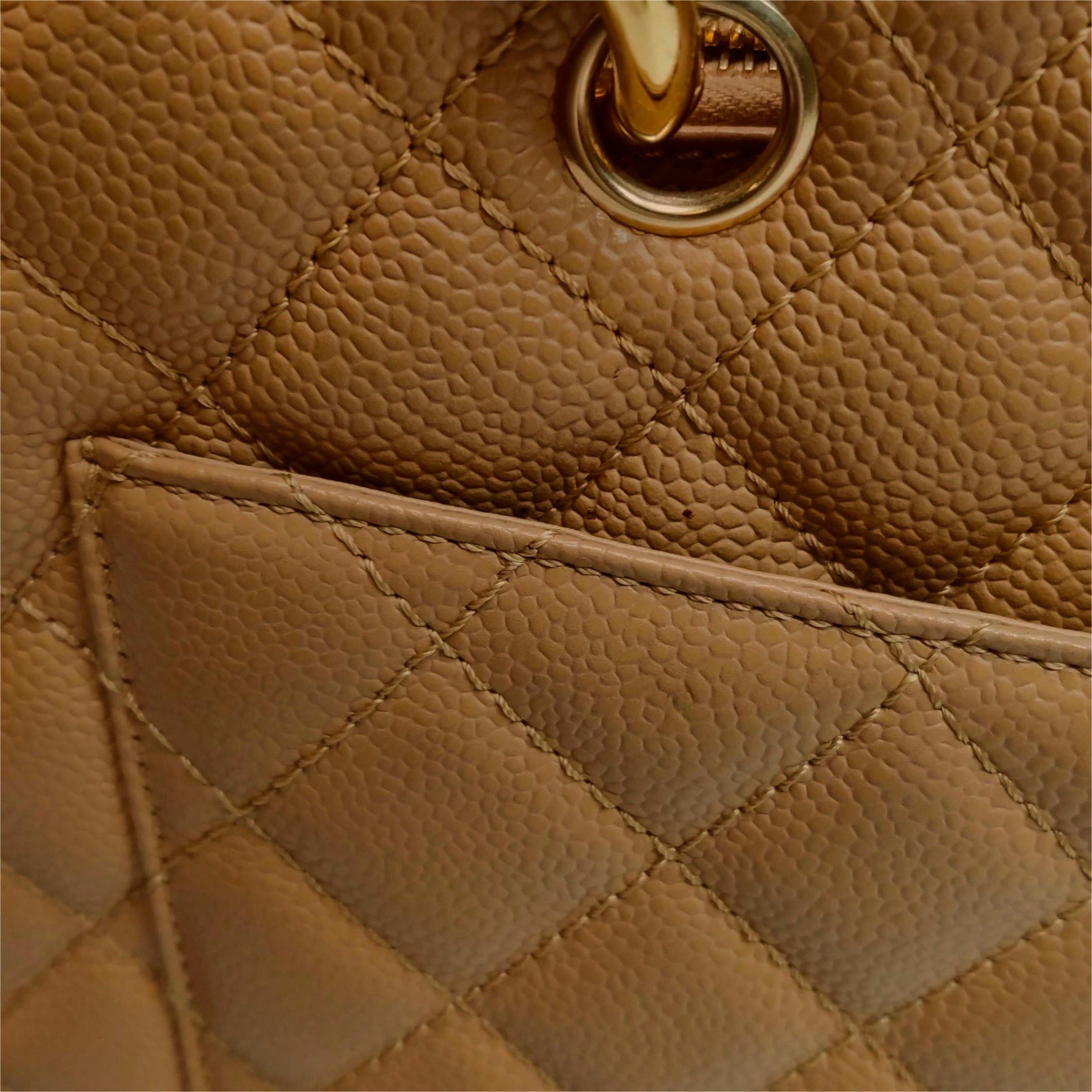 Chanel GST Grand Shopping Tote Camel Tan Caviar Leather PM, 2006-2008 For Sale 11