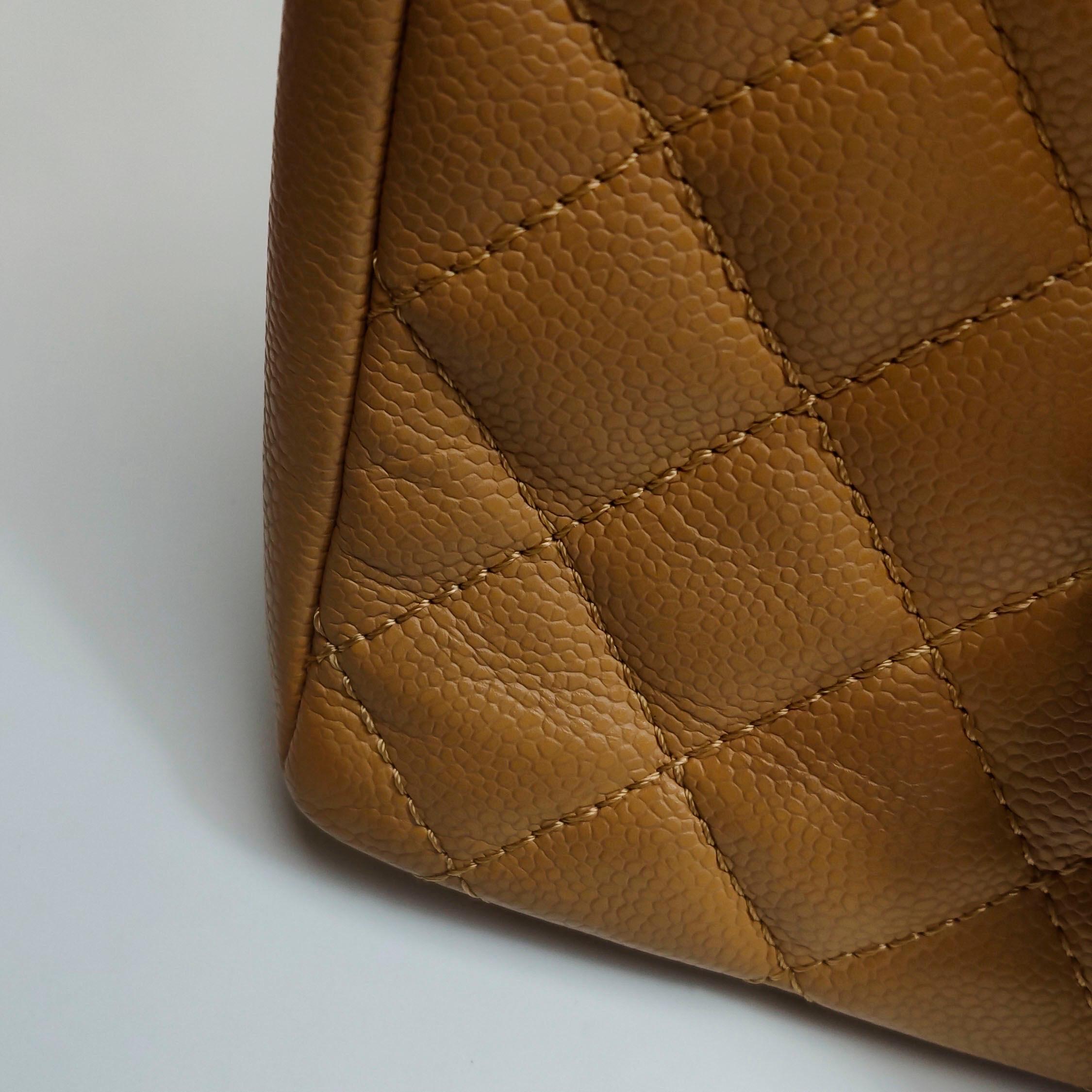 Chanel GST Grand Shopping Tote Camel Tan Caviar Leather PM, 2006-2008 For Sale 12