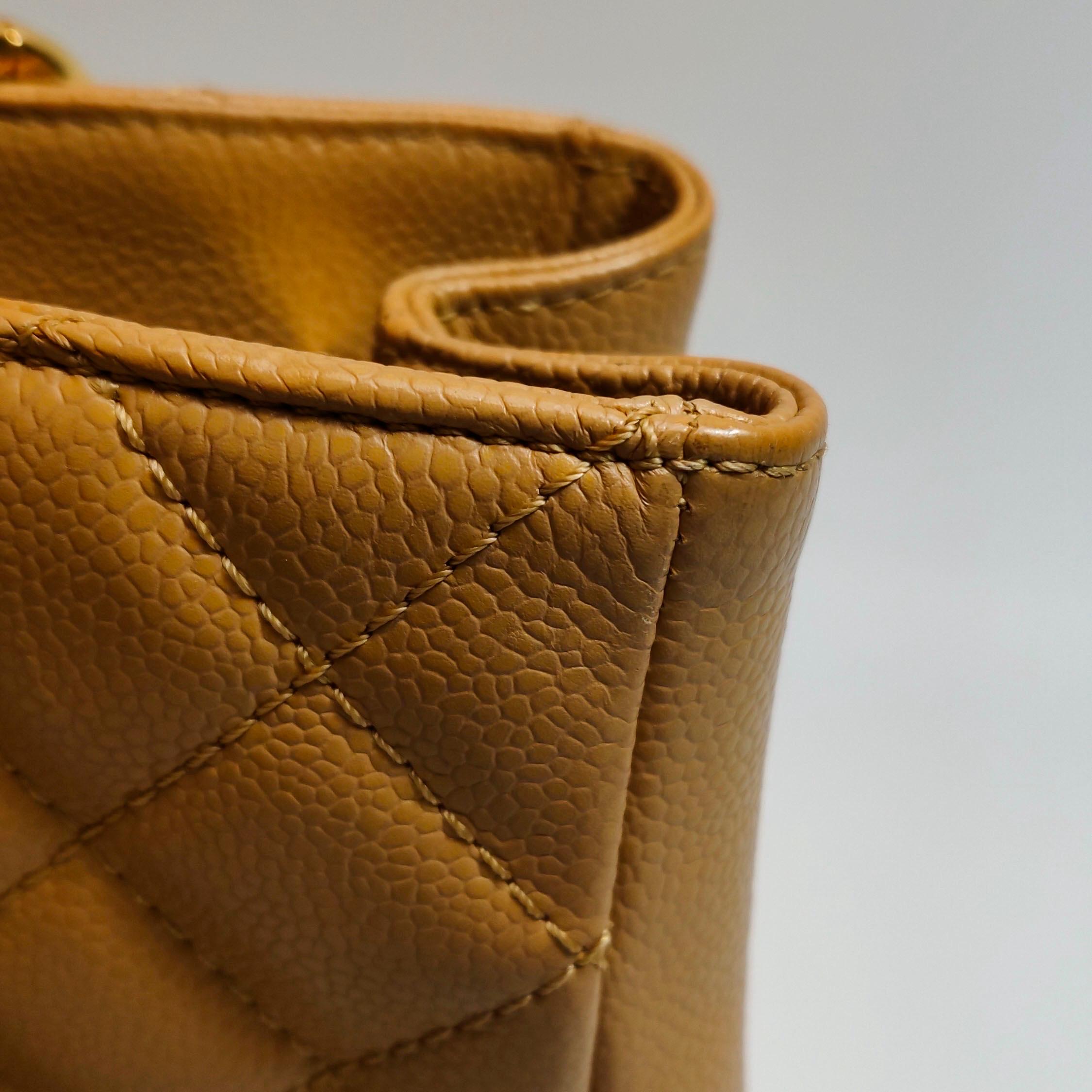 Chanel GST Grand Shopping Tote Camel Tan Caviar Leather PM, 2006-2008 For Sale 13