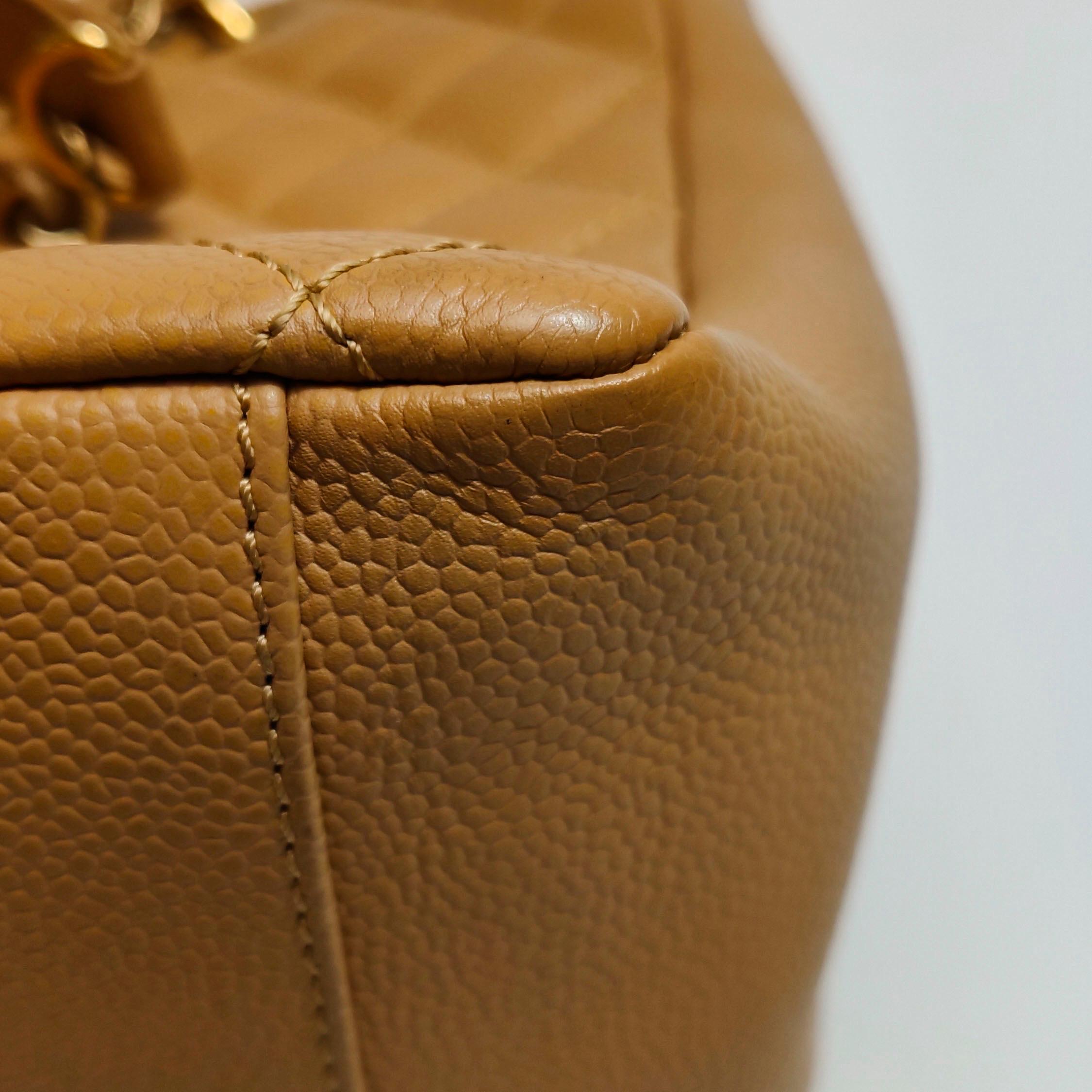 Chanel GST Grand Shopping Tote Camel Tan Caviar Leather PM, 2006-2008 For Sale 14