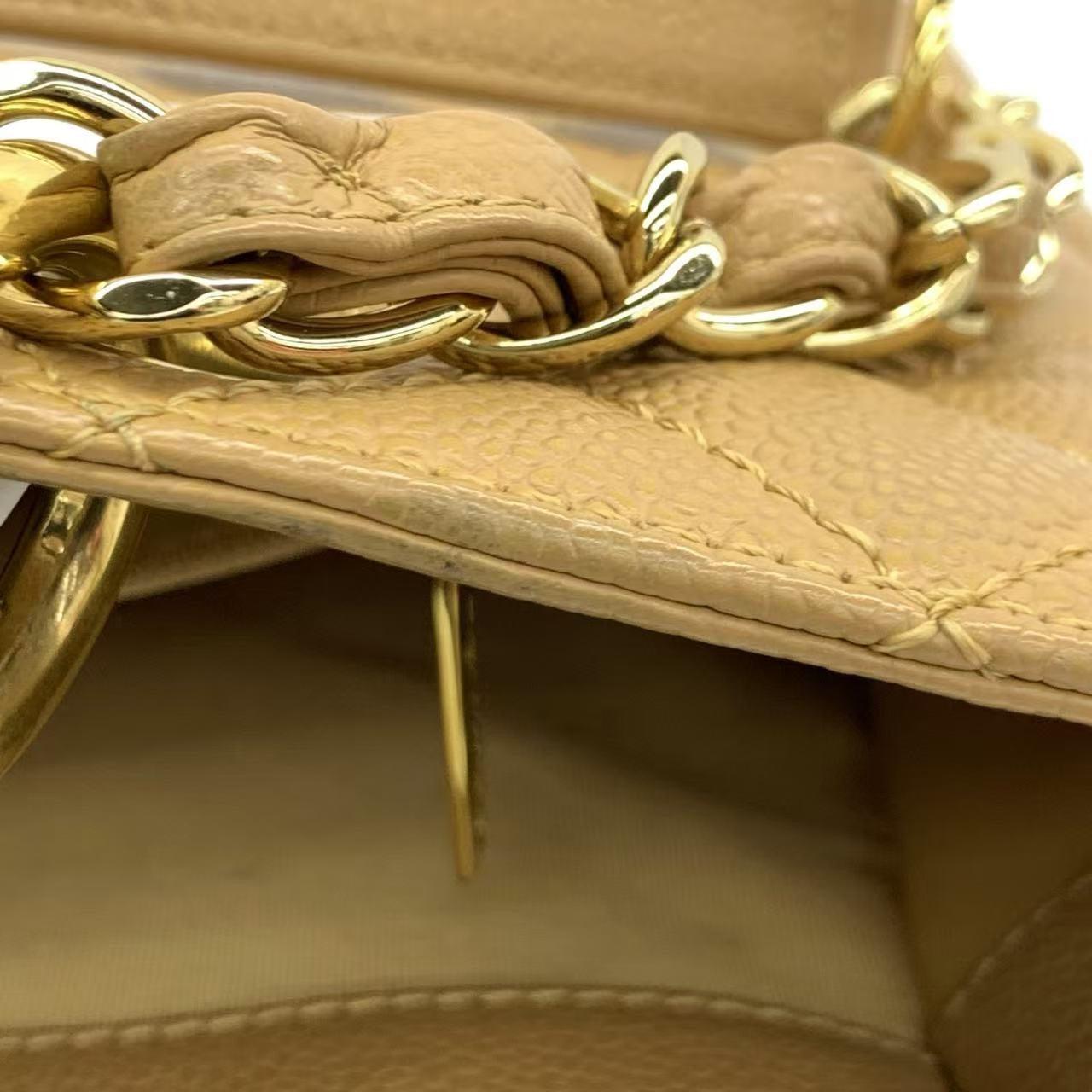 Chanel GST Grand Shopping Tote Camel Tan Caviar Leather PM, 2006-2008 For Sale 15
