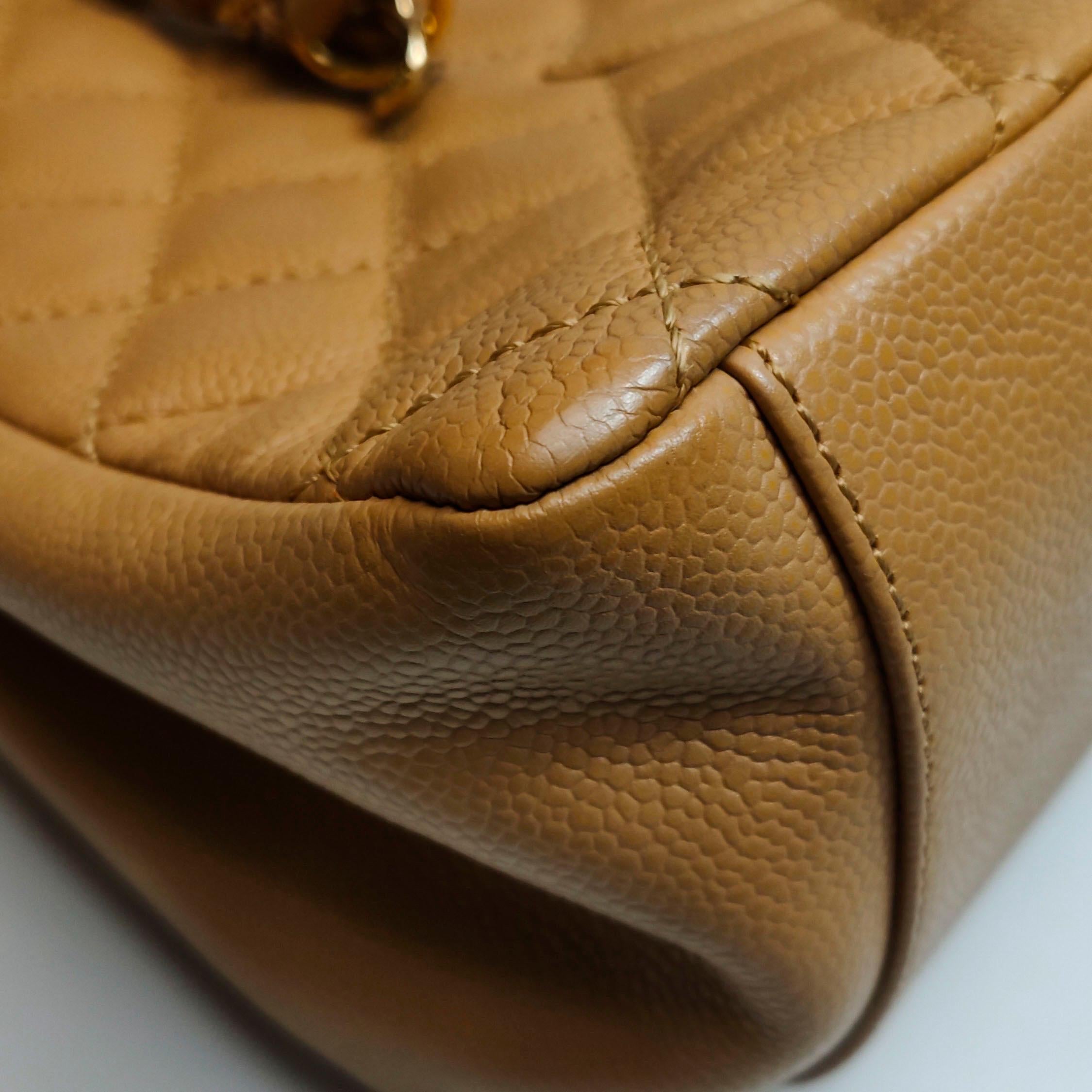 Chanel GST Grand Shopping Tote Camel Tan Caviar Leather PM, 2006-2008 For Sale 15
