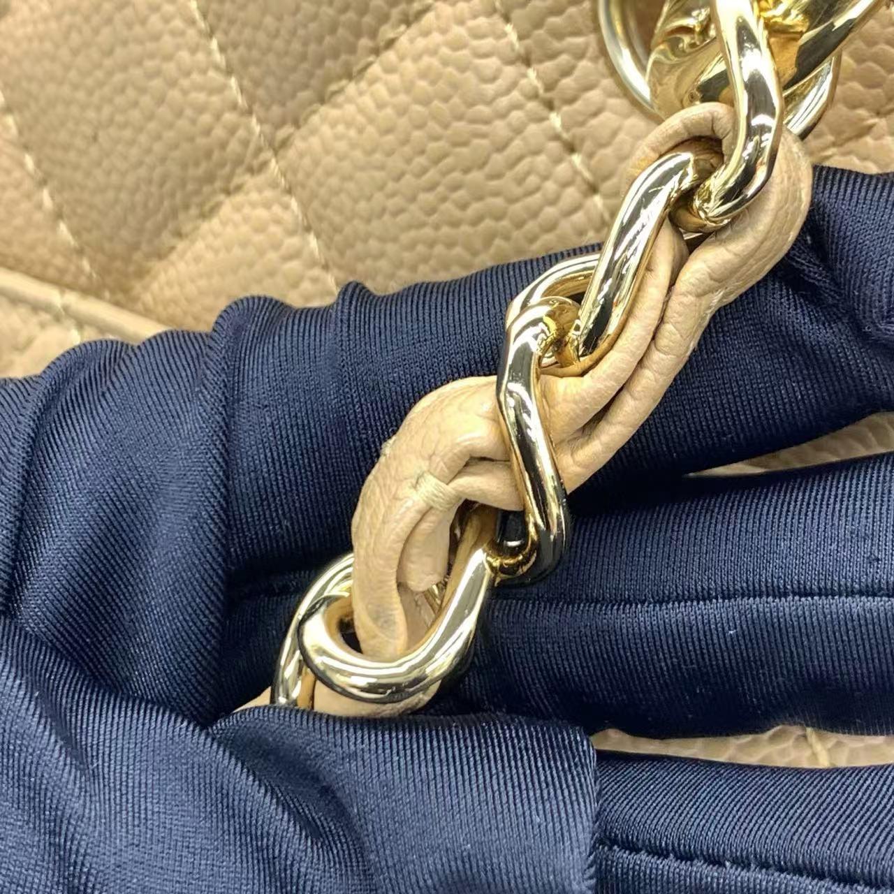 Chanel GST Grand Shopping Tote Camel Tan Caviar Leather PM, 2006-2008 For Sale 2