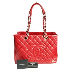 Chanel GST Grand Shopping Tote Red Caviar Leather Bag 2013