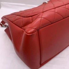 Chanel GST Grand Shopping Tote Red Caviar Matelasse Chain Bag