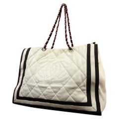 Vintage Chanel GST Two-Tone Quilted Chain Grand Shopping Tote 215949