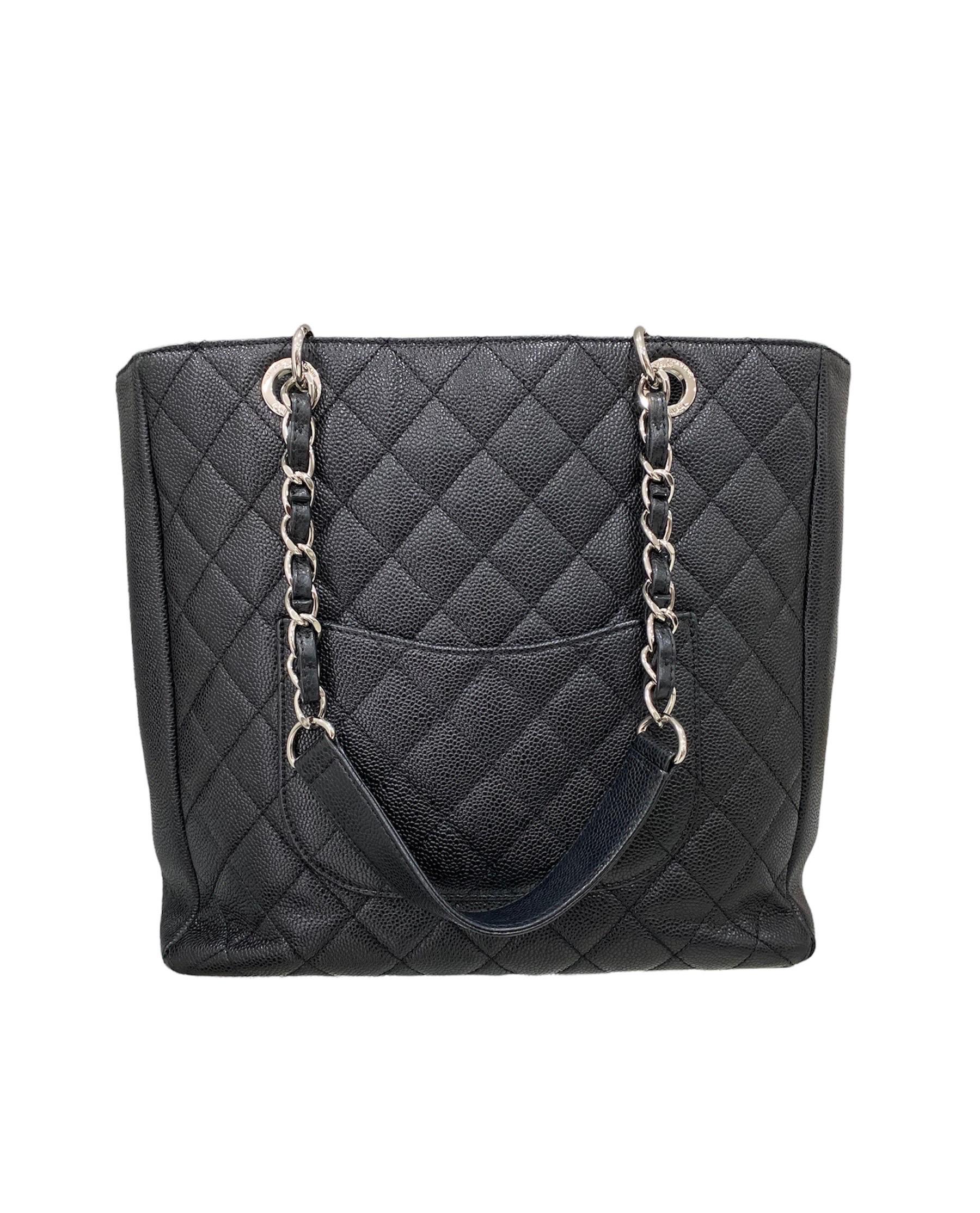 2013 Chanel PST Black Caviar Leather Shoulder Bag  2