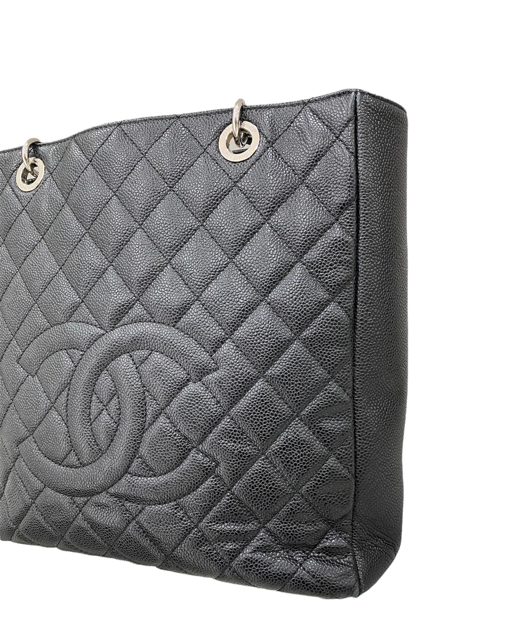 2013 Chanel PST Black Caviar Leather Shoulder Bag  3