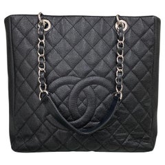 2013 Chanel PST Black Caviar Leather Shoulder Bag 