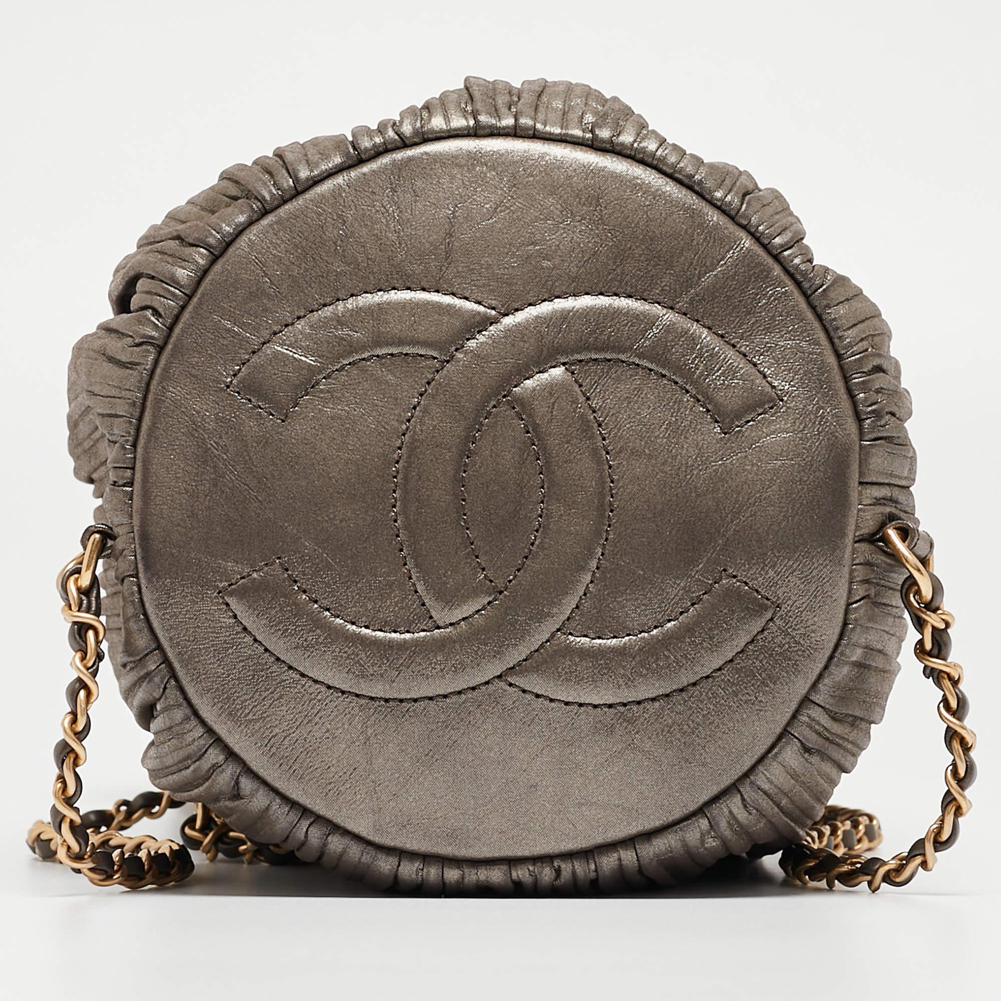 Chanel Gun Metal Leather Coco Pleats Backpack For Sale 5