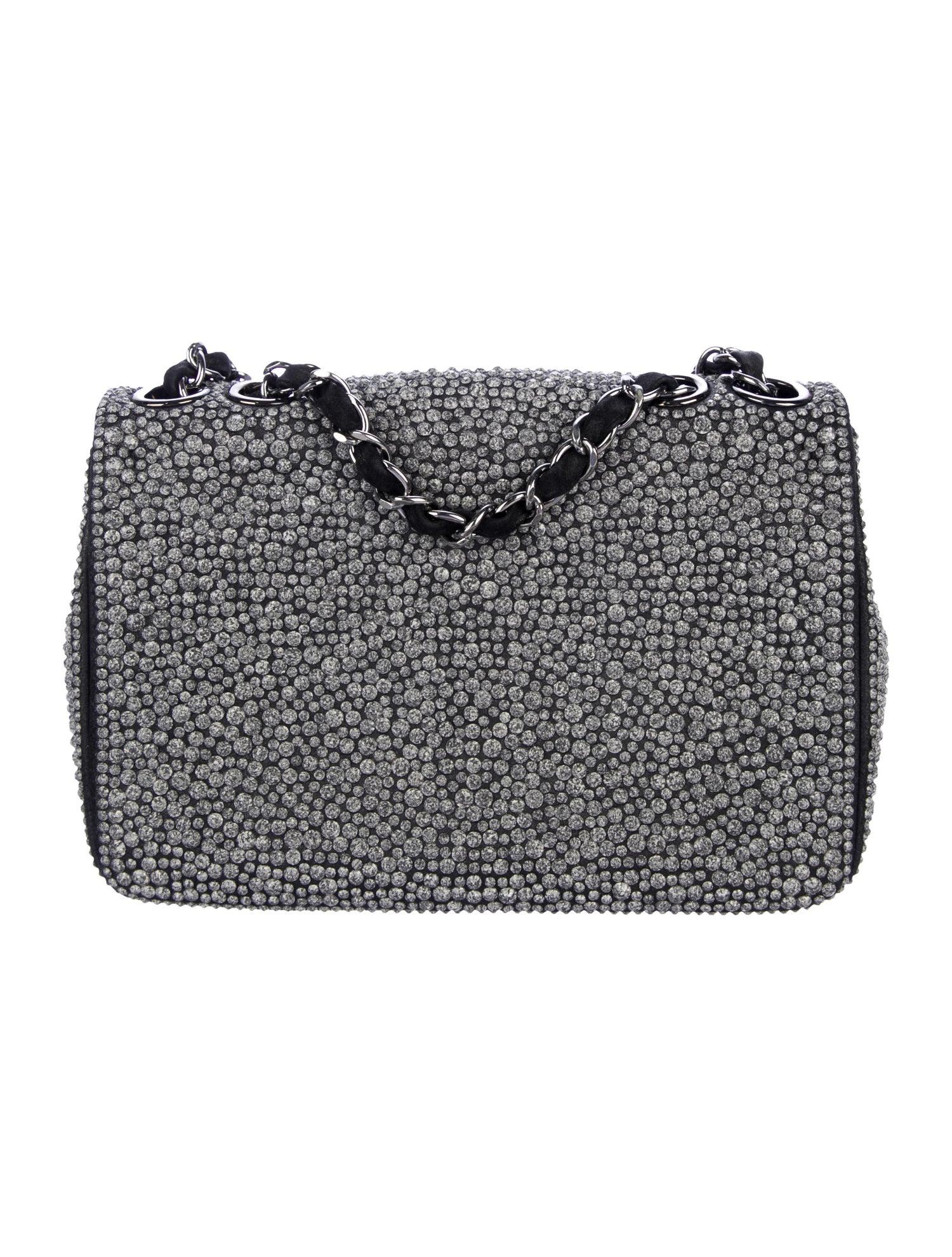 black suede bag with silver chain