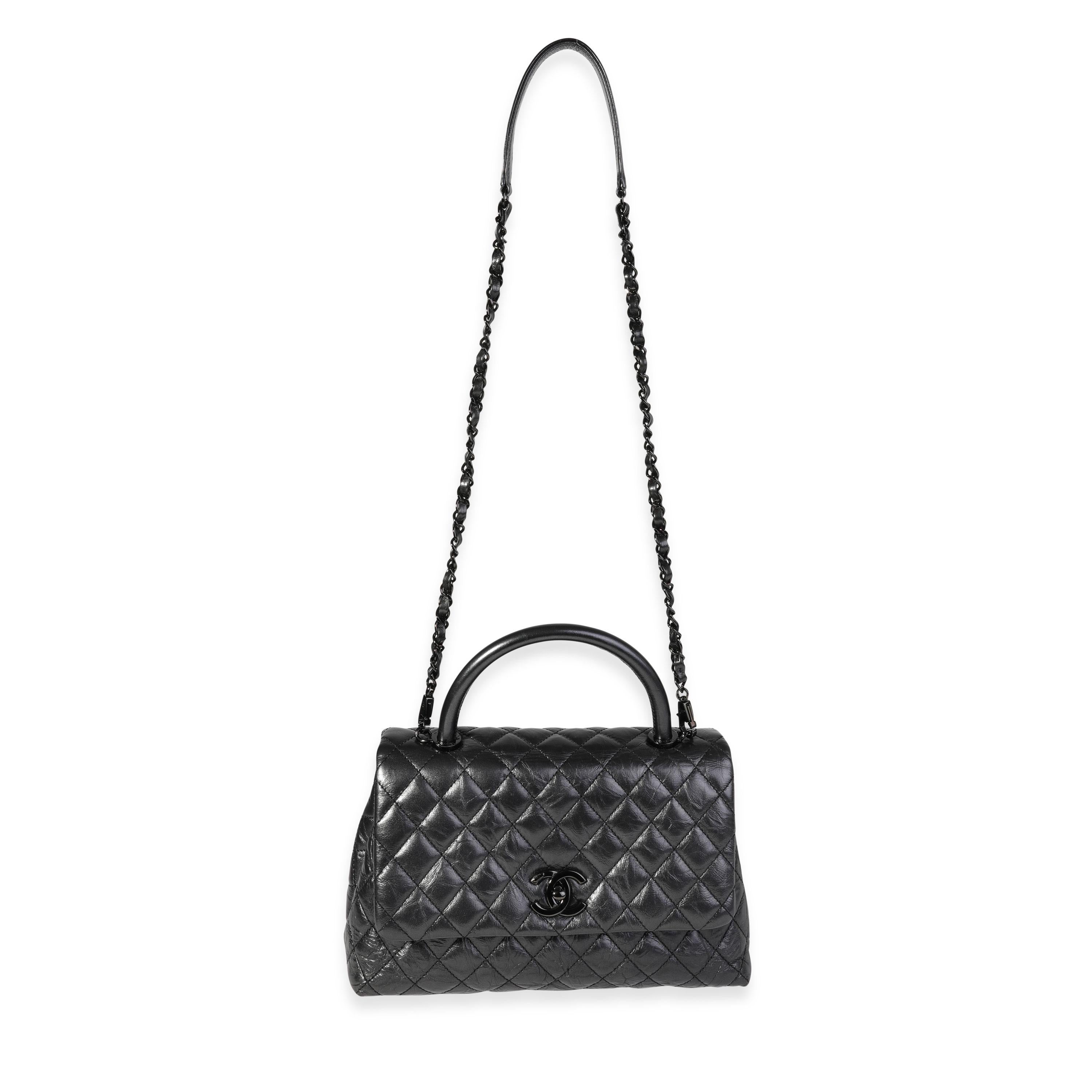 Título del listado: Chanel Bolso de asa superior Coco Chanel mediano de piel de becerro envejecida acolchada bronce de cañón
CÓDIGO SKU: 120496
Estado: Seminuevo 
Estado del bolso: Muy bueno
Comentarios sobre el estado: Muy buen estado. Ligeras