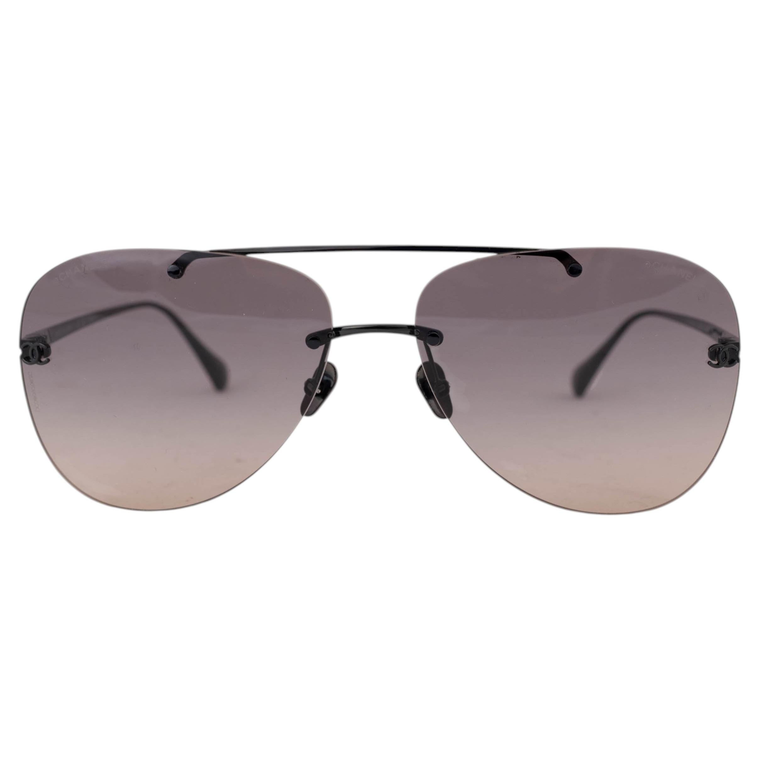 CHANEL gunmetal titanium PILOT Sunglasses 4285-T
