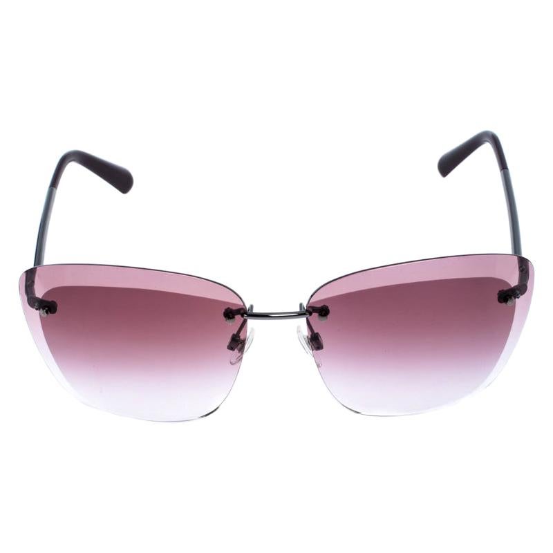 Chanel Gunmetal Tone/ Burgundy Gradient 4221 Butterfly Sunglasses