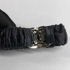 Chanel Hair Band Scrunchie Black Lambskin CC Chain Gold Buckle