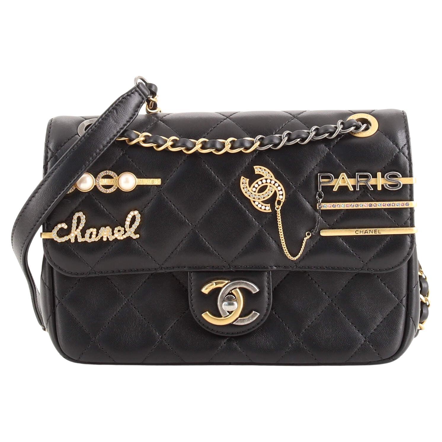 Chanel Hairpin Charms Two-Tone CC Flap Bag Embellished Quilted