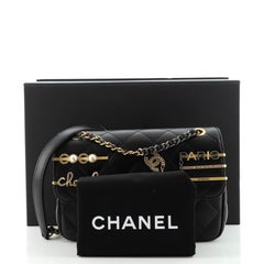 Chanel Hairpin Charms Two-Tone CC Flap Bag Embellished Quilted Lambskin S