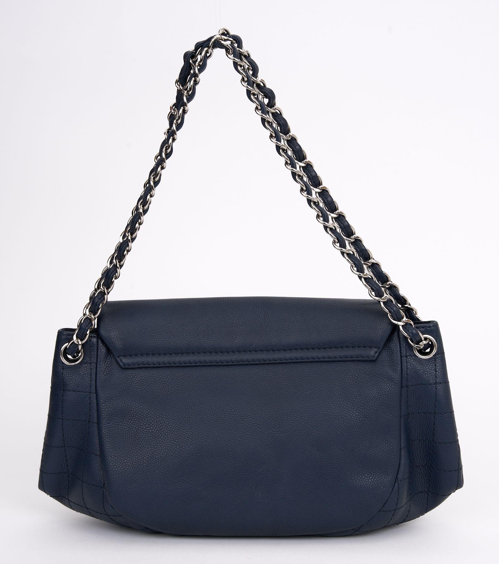 Chanel Half Moon Blue Large Flap Bag In Excellent Condition For Sale In West Hollywood, CA