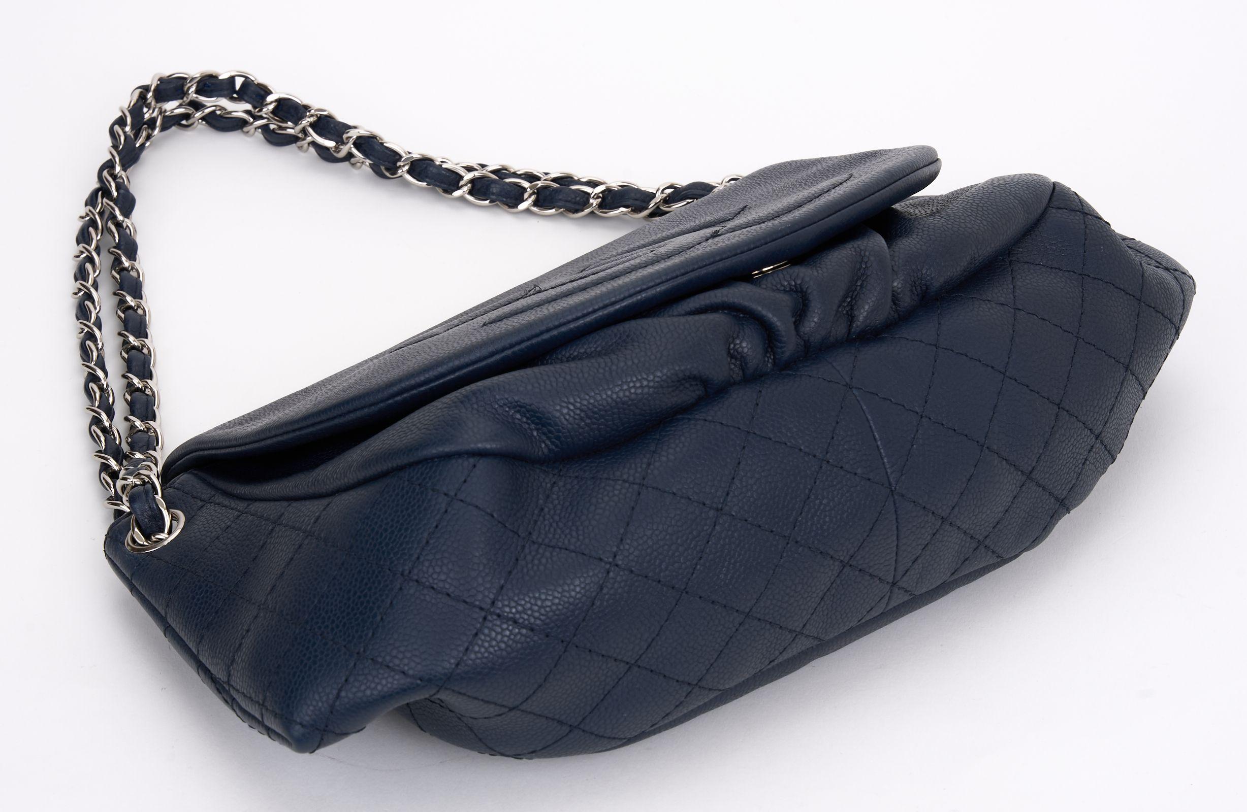 Women's Chanel Half Moon Blue Large Flap Bag For Sale
