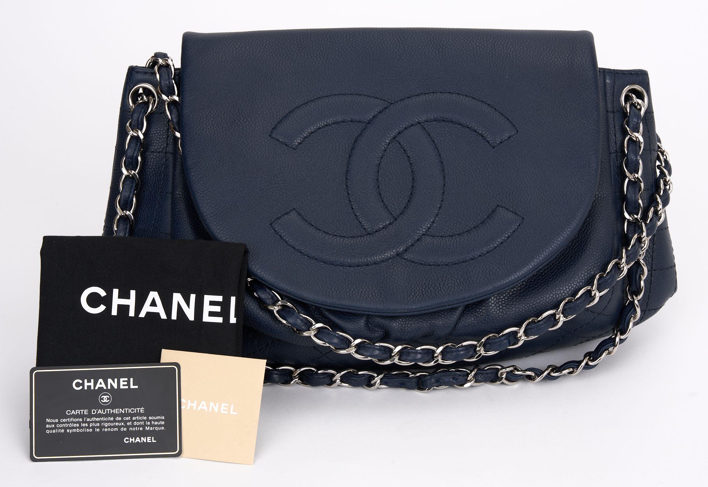 Chanel Half Moon Blue Large Flap Bag For Sale 3