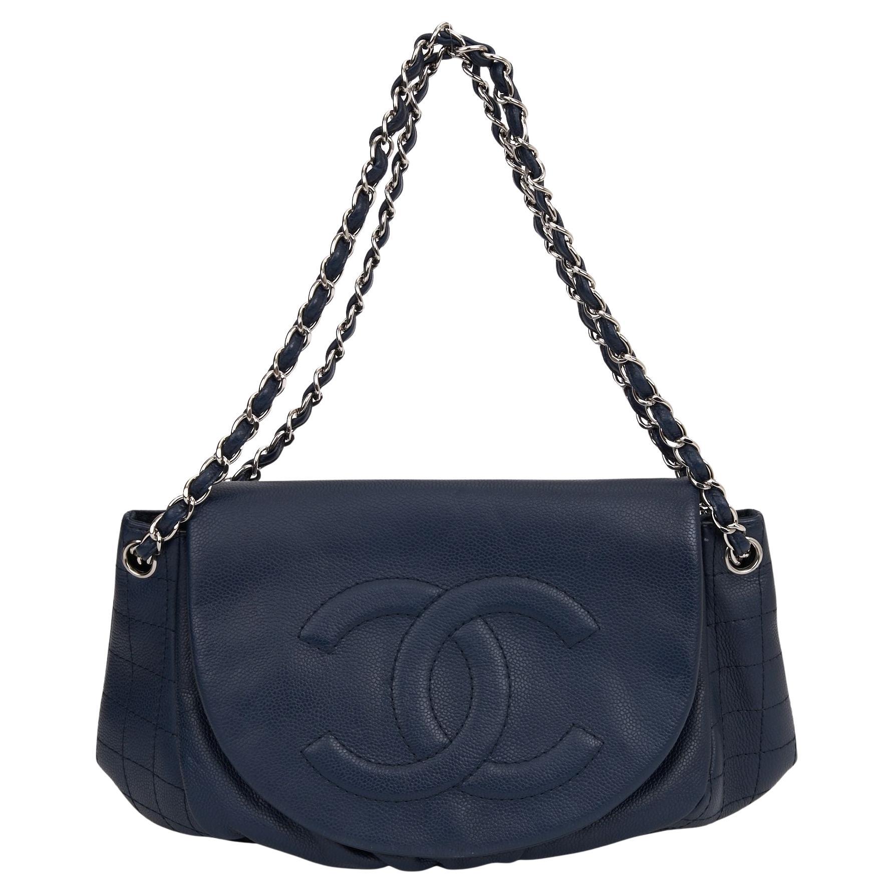 Chanel Half Moon Blue Large Flap Bag For Sale