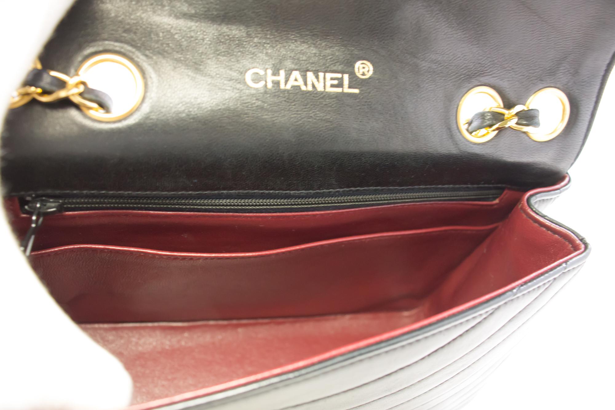 CHANEL Half Moon Chain Shoulder Bag Black Quilted Single Flap Lamb 5
