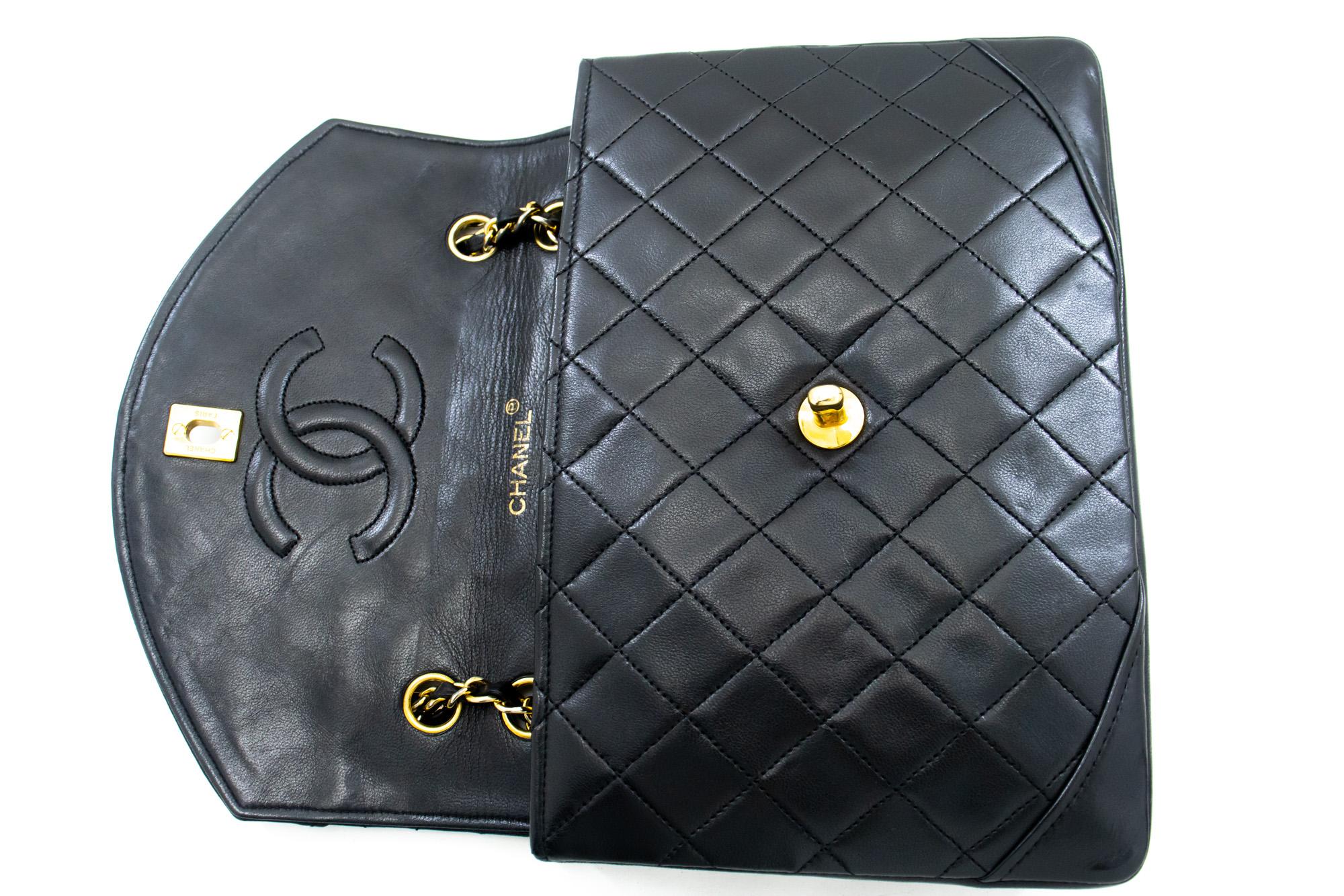 CHANEL Half Moon Chain Shoulder Crossbody Bag Black Flap Quilted For Sale 6