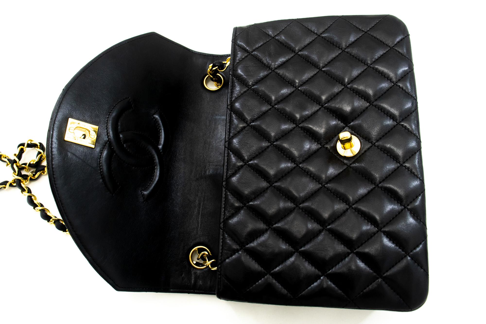 CHANEL Half Moon Chain Shoulder Crossbody Bag Black Flap Quilted 6