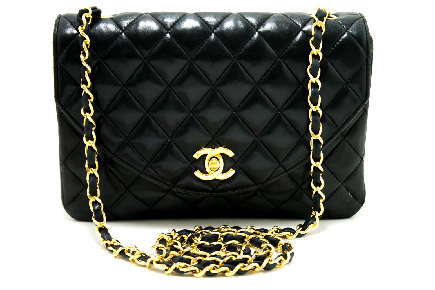 An authentic CHANEL Half Moon Chain Shoulder Bag Crossbody Black Quilted Flap. The color is Black. The outside material is Leather. The pattern is Solid.
Conditions & Ratings
Outside material: Lambskin
Color: Black
Closure: Turnlock
Hardware and