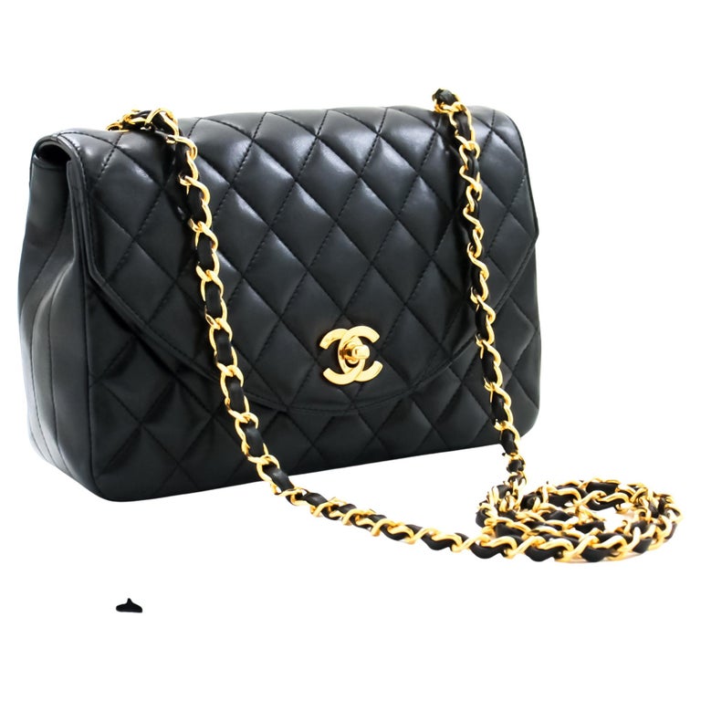 CHANEL Half Moon Chain Shoulder Crossbody Bag Black Flap Quilted