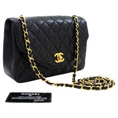 Retro CHANEL Half Moon Chain Shoulder Crossbody Bag Black Flap Quilted