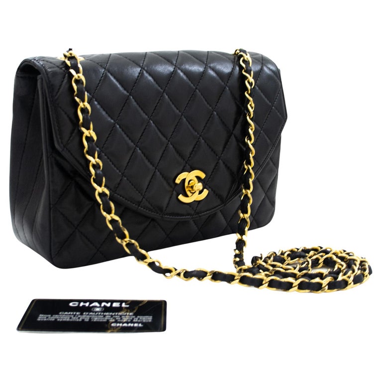 CHANEL Half Moon Chain Shoulder Crossbody Bag Black Flap Quilted For Sale at  1stDibs
